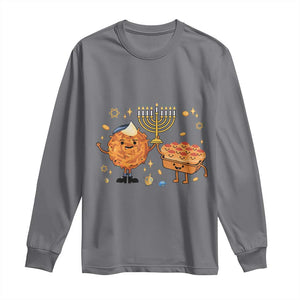 Hanukkah Sufganiyah And Latke Lifting Menorah Long Sleeve Shirt Funny Holiday Gift TS12 Charcoal Print Your Wear