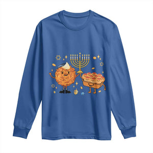 Hanukkah Sufganiyah And Latke Lifting Menorah Long Sleeve Shirt Funny Holiday Gift TS12 Royal Blue Print Your Wear