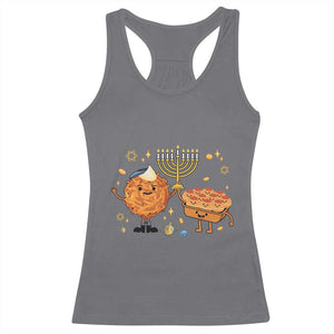 Hanukkah Sufganiyah And Latke Lifting Menorah Racerback Tank Top Funny Holiday Gift TS12 Charcoal Print Your Wear