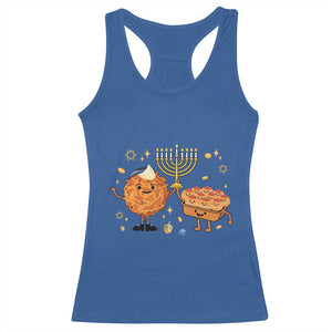 Hanukkah Sufganiyah And Latke Lifting Menorah Racerback Tank Top Funny Holiday Gift TS12 Royal Blue Print Your Wear