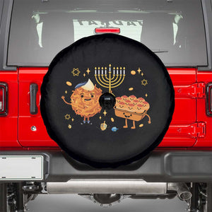 Hanukkah Sufganiyah And Latke Lifting Menorah Spare Tire Cover Funny Holiday Gift TS12 White Print Your Wear