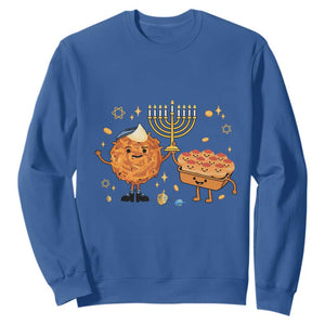 Hanukkah Sufganiyah And Latke Lifting Menorah Sweatshirt Funny Holiday Gift TS12 Royal Blue Print Your Wear