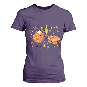 Hanukkah Sufganiyah And Latke Lifting Menorah T Shirt For Women Funny Holiday Gift TS12 Purple Print Your Wear