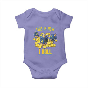 Funny Hanukkah Dreidel Baby Onesie This Is How I Roll Gift TS12 Violet Print Your Wear