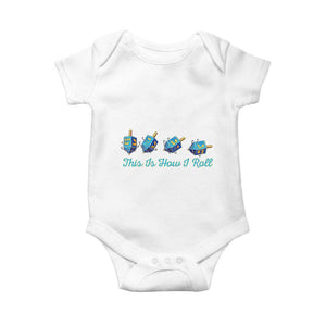 Hanukkah Dreidel Baby Onesie This Is How I Roll Jewish Holiday Gift TS12 White Print Your Wear
