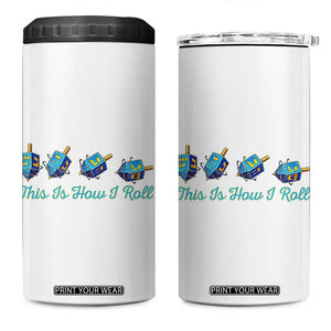Hanukkah Dreidel 4 in 1 Can Cooler Tumbler This Is How I Roll Jewish Holiday Gift TS12 One Size: 16 oz White Print Your Wear