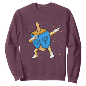 Funny Hanukkah Dreidel Dabbing Holiday Gift Sweatshirt TS12 Maroon Print Your Wear