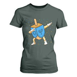 Funny Hanukkah Dreidel Dabbing Holiday Gift T Shirt For Women TS12 Dark Forest Green Print Your Wear
