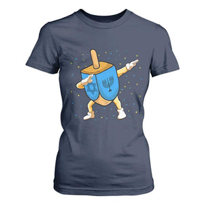 Funny Hanukkah Dreidel Dabbing Holiday Gift T Shirt For Women TS12 Navy Print Your Wear