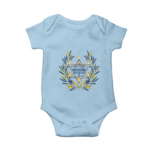 Hanukkah Flower Menorah Star Of David Baby Onesie Gift For Women TS12 Light Blue Print Your Wear