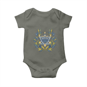 Hanukkah Flower Menorah Star Of David Baby Onesie Gift For Women TS12 Military Green Print Your Wear