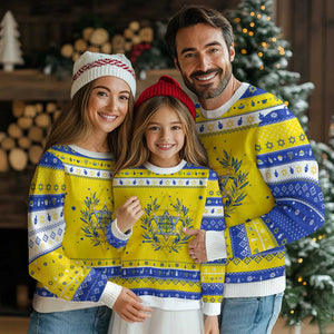 Chanukkah Flower Menorah Star Of David Hanukkah Ugly Sweater Gift For Women TS12 Gold Royal Blue Print Your Wear