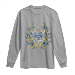 Hanukkah Flower Menorah Star Of David Long Sleeve Shirt Gift For Women TS12 Sport Gray Print Your Wear