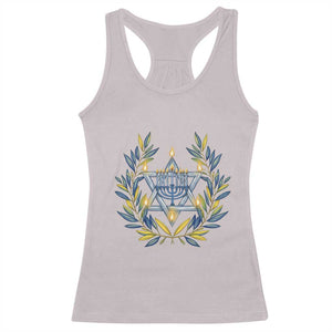 Hanukkah Flower Menorah Star Of David Racerback Tank Top Gift For Women TS12 Ice Gray Print Your Wear