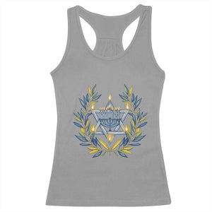 Hanukkah Flower Menorah Star Of David Racerback Tank Top Gift For Women TS12 Sport Gray Print Your Wear