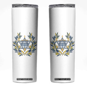 Hanukkah Flower Menorah Star Of David Skinny Tumbler Gift For Women TS12 White Print Your Wear