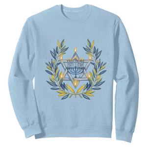 Hanukkah Flower Menorah Star Of David Sweatshirt Gift For Women TS12 Light Blue Print Your Wear