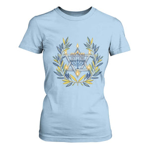 Hanukkah Flower Menorah Star Of David T Shirt For Women Gift For Women TS12 Light Blue Print Your Wear