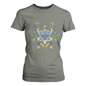 Hanukkah Flower Menorah Star Of David T Shirt For Women Gift For Women TS12 Military Green Print Your Wear
