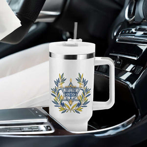 Hanukkah Flower Menorah Star Of David Tumbler With Handle Gift For Women TS12 Print Your Wear