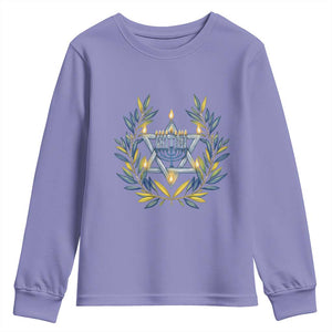 Hanukkah Flower Menorah Star Of David Youth Sweatshirt Gift For Women TS12 Violet Print Your Wear
