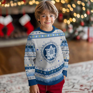 Vintage Menorah Peace Doves Hanukkah Ugly Sweater Festival Of Lights Gift TS12 Gray Blue Print Your Wear