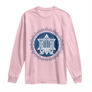 Hanukkah Vintage Menorah Peace Doves Long Sleeve Shirt Festival Of Lights Gift TS12 Light Pink Print Your Wear