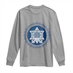 Hanukkah Vintage Menorah Peace Doves Long Sleeve Shirt Festival Of Lights Gift TS12 Sport Gray Print Your Wear