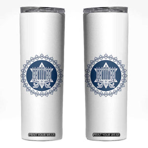 Hanukkah Vintage Menorah Peace Doves Skinny Tumbler Festival Of Lights Gift TS12 White Print Your Wear
