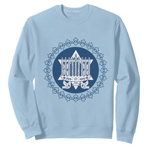 Hanukkah Vintage Menorah Peace Doves Sweatshirt Festival Of Lights Gift TS12 Light Blue Print Your Wear