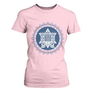 Hanukkah Vintage Menorah Peace Doves T Shirt For Women Festival Of Lights Gift TS12 Light Pink Print Your Wear