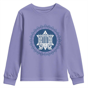 Hanukkah Vintage Menorah Peace Doves Youth Sweatshirt Festival Of Lights Gift TS12 Violet Print Your Wear