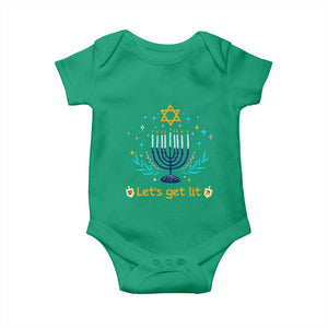 Funny Hanukkah Baby Onesie Lets Get Lit Jewish Holiday Gift TS12 Irish Green Print Your Wear