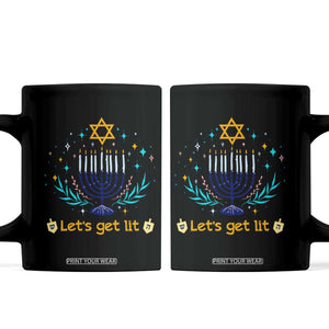 Funny Hanukkah Coffee Mug Lets Get Lit Jewish Holiday Gift TS12 Black Print Your Wear