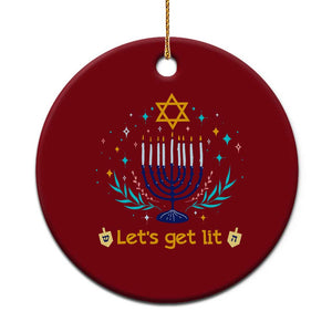 Funny Hanukkah Ceramic Ornament Lets Get Lit Jewish Holiday Gift TS12 1pc Red Print Your Wear