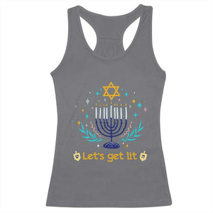 Funny Hanukkah Racerback Tank Top Lets Get Lit Jewish Holiday Gift TS12 Charcoal Print Your Wear