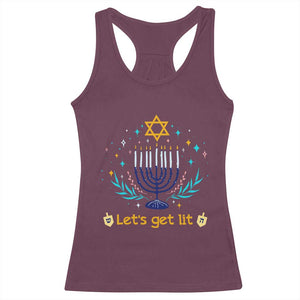 Funny Hanukkah Racerback Tank Top Lets Get Lit Jewish Holiday Gift TS12 Maroon Print Your Wear