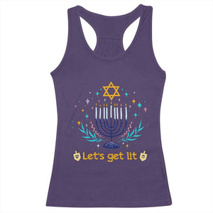 Funny Hanukkah Racerback Tank Top Lets Get Lit Jewish Holiday Gift TS12 Purple Print Your Wear