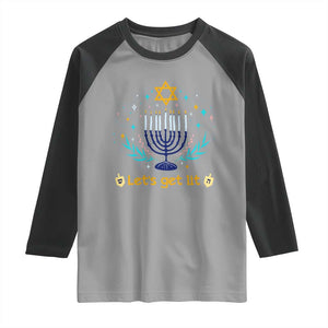 Funny Hanukkah Raglan Shirt Lets Get Lit Jewish Holiday Gift TS12 Sport Gray Black Print Your Wear