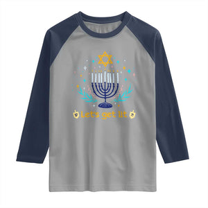 Funny Hanukkah Raglan Shirt Lets Get Lit Jewish Holiday Gift TS12 Sport Gray Navy Print Your Wear