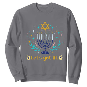 Funny Hanukkah Sweatshirt Lets Get Lit Jewish Holiday Gift TS12 Charcoal Print Your Wear