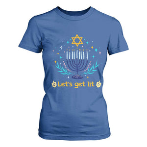 Funny Hanukkah T Shirt For Women Lets Get Lit Jewish Holiday Gift TS12 Royal Blue Print Your Wear