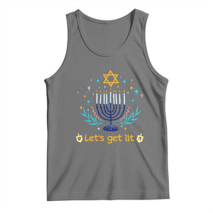 Funny Hanukkah Tank Top Lets Get Lit Jewish Holiday Gift TS12 Black Heather Print Your Wear