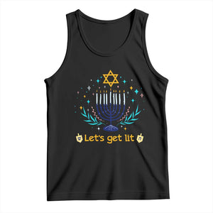 Funny Hanukkah Tank Top Lets Get Lit Jewish Holiday Gift TS12 Black Print Your Wear