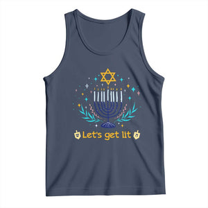 Funny Hanukkah Tank Top Lets Get Lit Jewish Holiday Gift TS12 Navy Print Your Wear