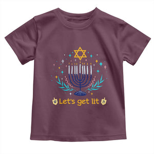 Funny Hanukkah Toddler T Shirt Lets Get Lit Jewish Holiday Gift TS12 Maroon Print Your Wear