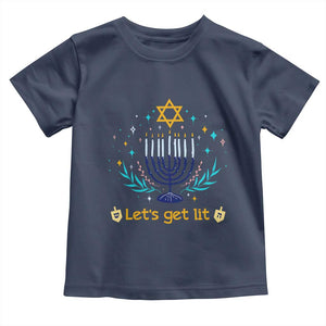 Funny Hanukkah Toddler T Shirt Lets Get Lit Jewish Holiday Gift TS12 Navy Print Your Wear