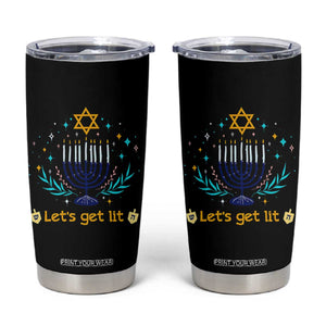 Funny Hanukkah Tumbler Cup Lets Get Lit Jewish Holiday Gift TS12 Black Print Your Wear
