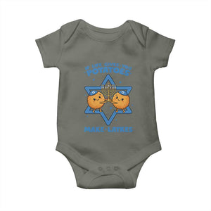 Funny Hanukkah Gift Baby Onesie If Life Gives You Potatoes Make Latkes TS12 Military Green Print Your Wear