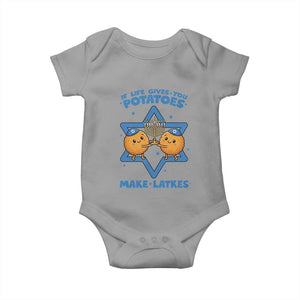 Funny Hanukkah Gift Baby Onesie If Life Gives You Potatoes Make Latkes TS12 Sport Gray Print Your Wear